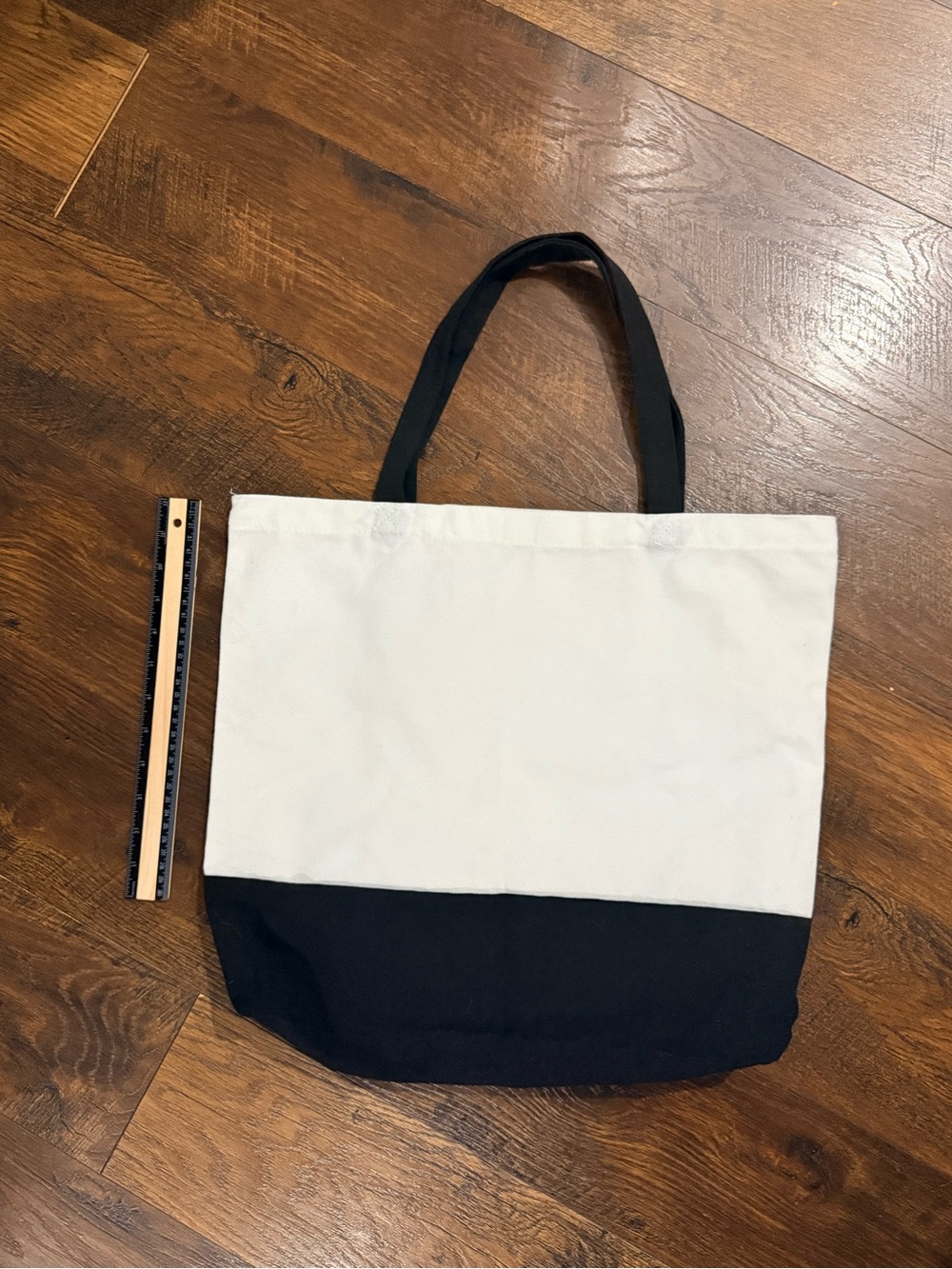 Canvas Two-Tone Tote Bag in White and Black